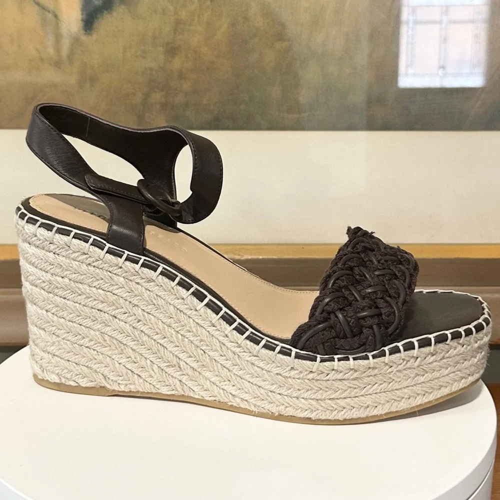🌹VERONICA BEARD🌹 Reema Espadrille Wedge Sandals Brown Size: 11M
